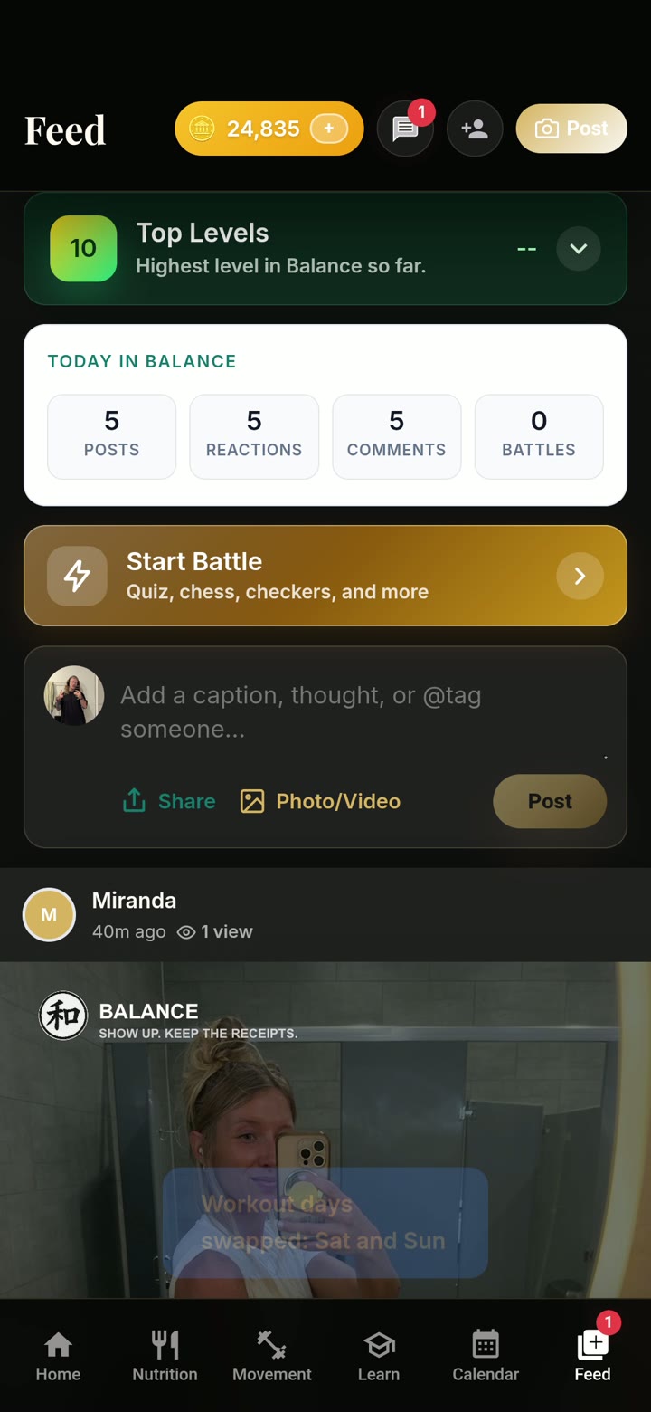 Balance community feed and challenges
