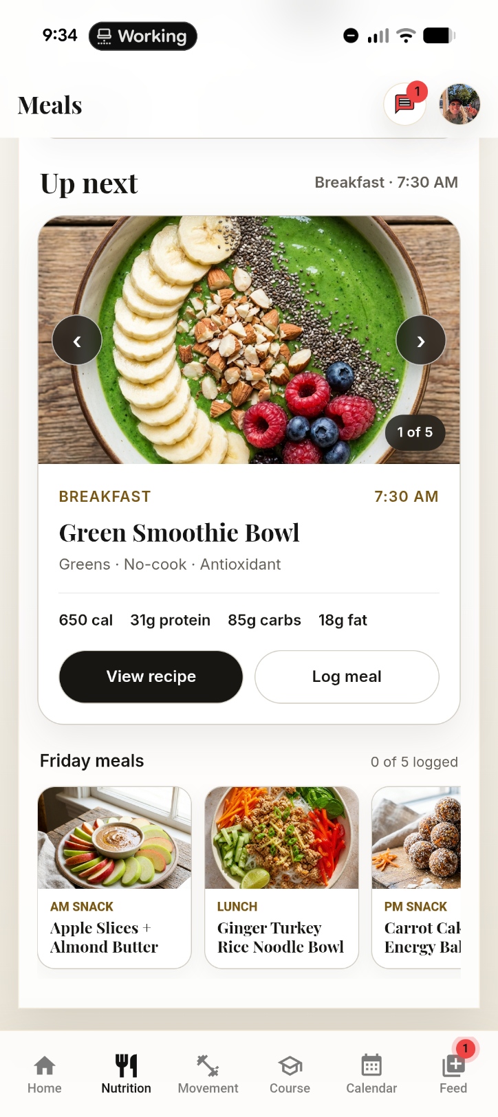 Balance meals screen