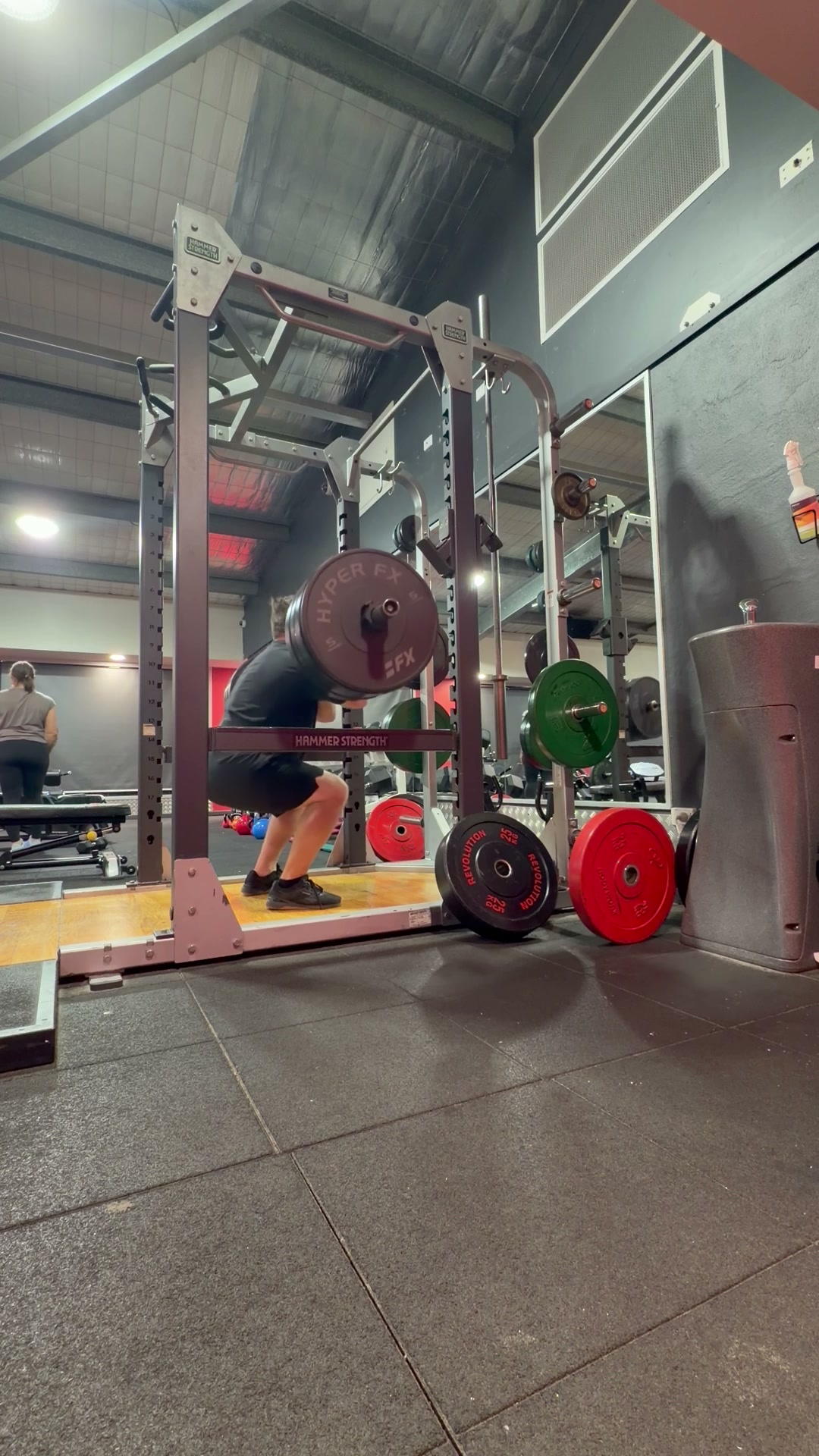 Shane completing his 150 kg front squat at full depth